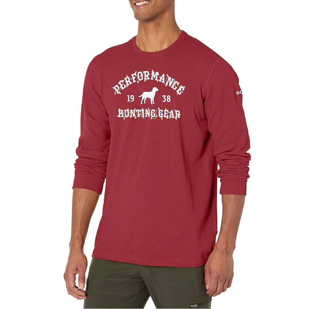 Columbia PHG Men's Holiday Light Themed University Waffle Long Sleeve Top NWT XL